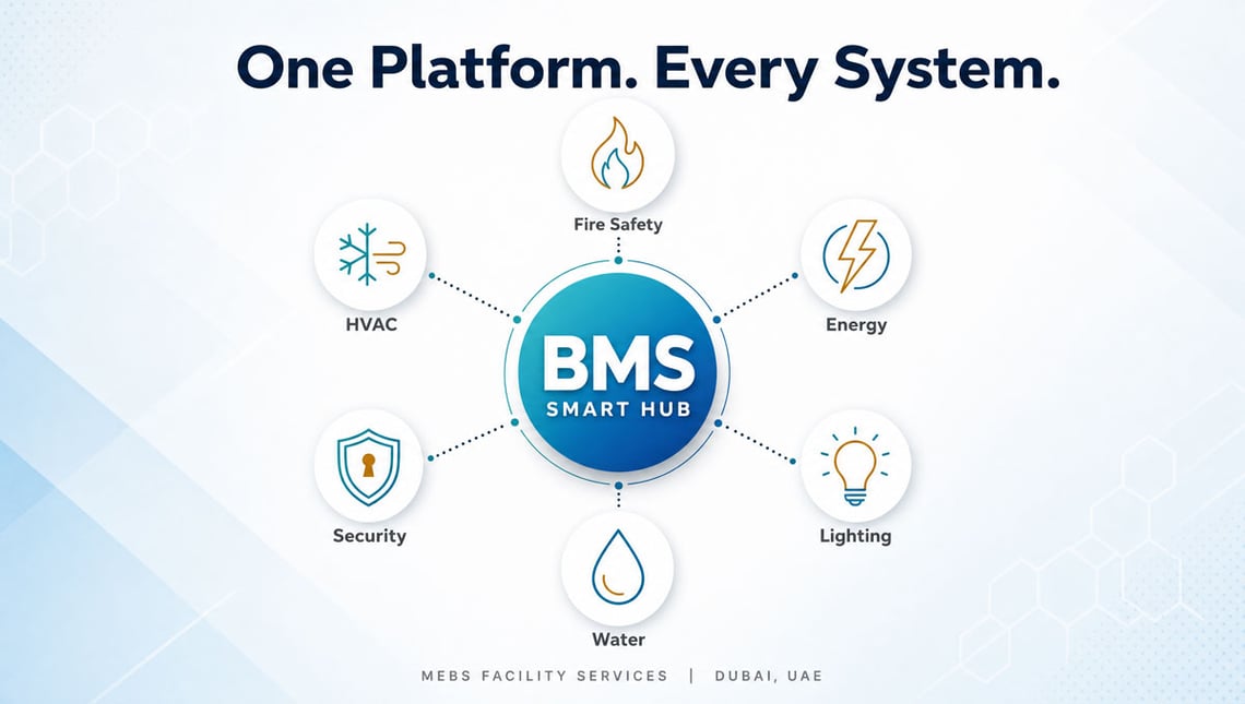 Building management system hub linking HVAC, energy, security and fire systems in Dubai-1