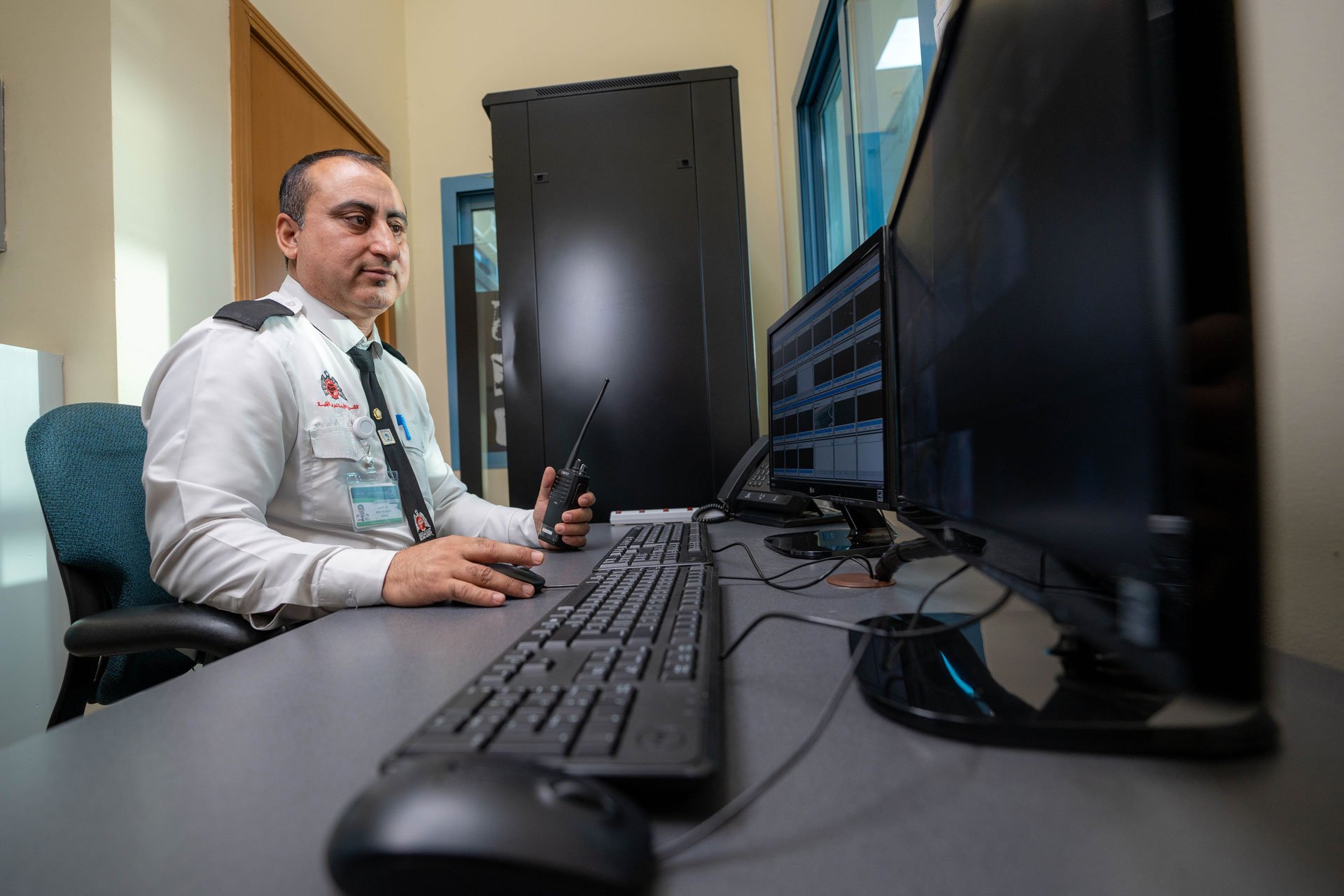 Trained CCTV operators in Dubai managing security monitoring systems