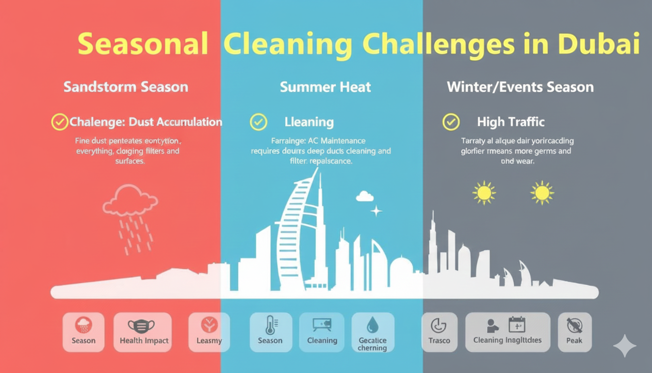 Seasonal cleaning challenges in Dubai's climate throughout the year