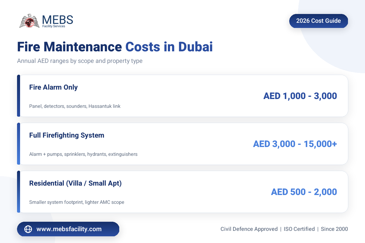 Fire alarm and firefighting system maintenance costs in Dubai