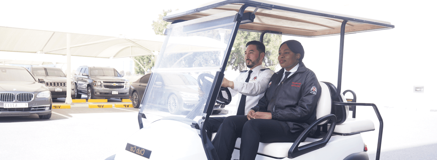 Residential security guard patrolling a gated community in Dubai
