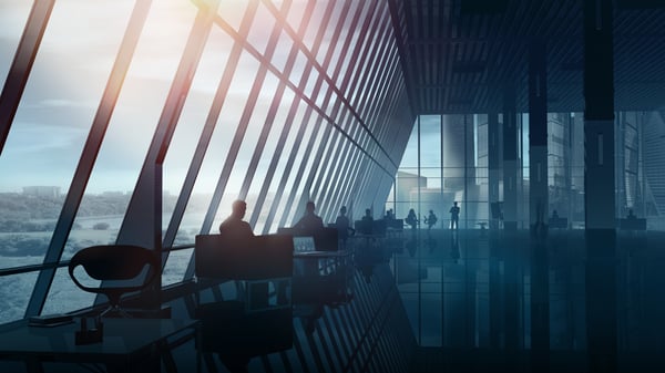 Facility manager reviewing integrated security and cleaning protocols on a tablet.